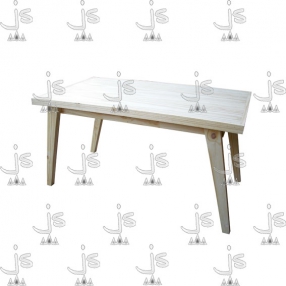 Mesa comedor retro hecho de madera de pino. Fabricado por JS. Fábrica de muebles.