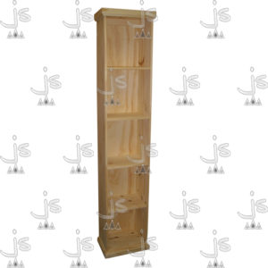 Biblioteca recta de cinco estantes hecho de madera de pino. Fabricado por JS. Fábrica de muebles.