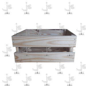 Cajón manzanero sin manija hecho de madera de pino. Fabricado por JS. Fábrica de muebles.