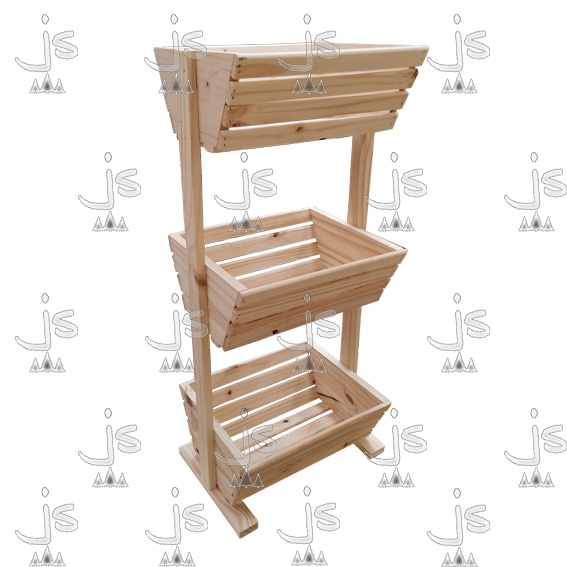 Cajón macetero deck x3 de dos patas hecho de madera de pino. Fabricado por JS. Fábrica de muebles.