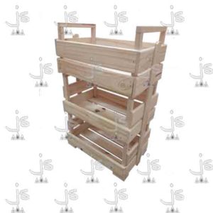 Cajón repisa de tres estantes y dos manijas hecho de madera de pino. Fabricado por JS. Fábrica de muebles.