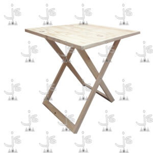 Mesa plegable tapa maciza de pino. Fabricado por JS. Fábrica de muebles.