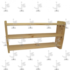 Repisa de tres estantes con dos patas hecho de madera  de pino. Fabricado por JS. Fábrica de muebles.