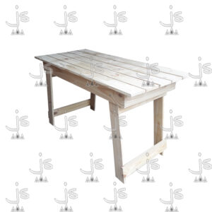 Mesa plegable eco de dos patas hecho de madera de pino. Fabricado por JS. Fábrica de muebles.