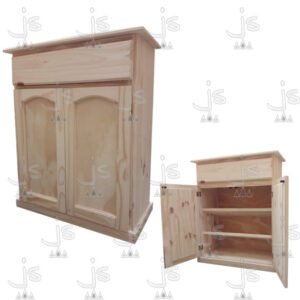 Botinero un cajón y dos puertas hecho de madera de pino. Fabricado por JS. Fábrica de muebles.