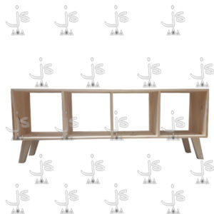 Cuatro cubos retro horizontales con cuatro patas hecho de madera de pino. Fabricado por JS. Fábrica de muebles.