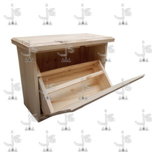 Botinero baul eco con un cajón plegable hecho de madera de pino. Fabricado por JS. Fábrica de muebles.