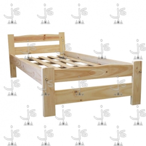 Cama eco 1 plaza hecho de madera de pino. Fabricado por JS. Fábrica de muebles.