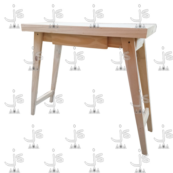 Mesa arrime desarmable retro con un cajón hecho de madera de pino. Fabricado por JS. Fábrica de muebles.