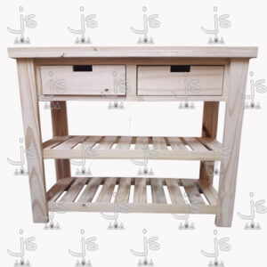 Mesa quesera estilo industrial de madera de pino con correderas metalicas eurojard realizada por js fabrica de muebles