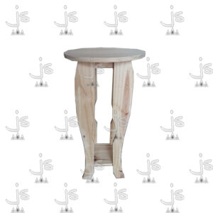 Mesa de vestir candy alta redonda con estante hecho de madera de pino. Fabricado por JS. Fábrica de muebles.